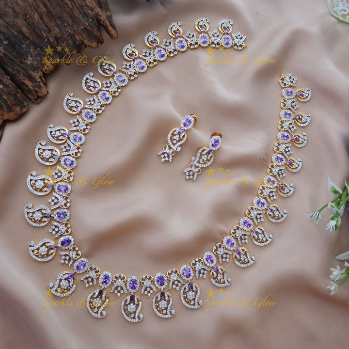 Exquisite Mango Necklace Set with American Diamonds