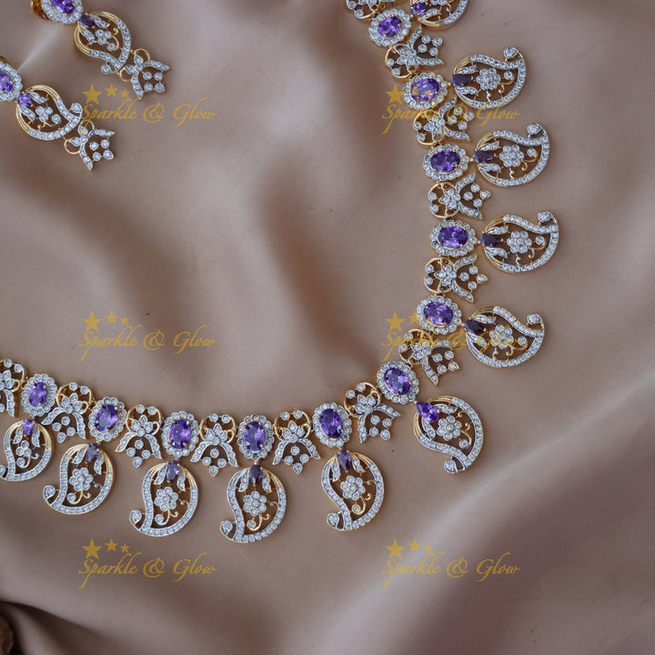 Exquisite Mango Necklace Set with American Diamonds