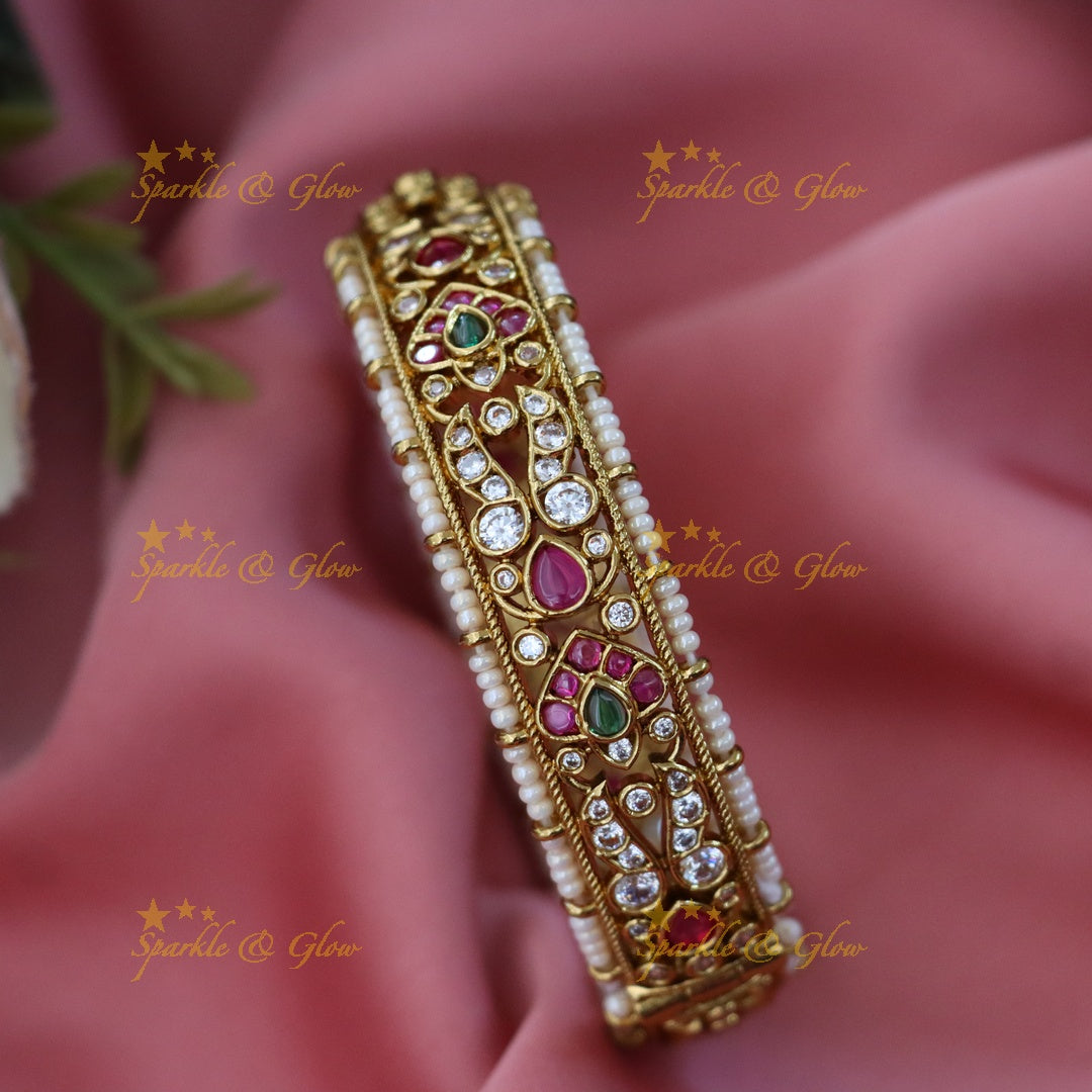 Exquisite Gold-Tone Gemstone Bangle - Perfect for Weddings