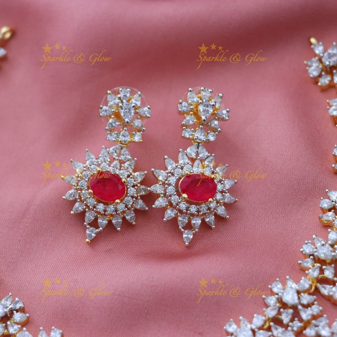 Dazzling AD & Ruby Necklace Set – Perfect Festive Wear