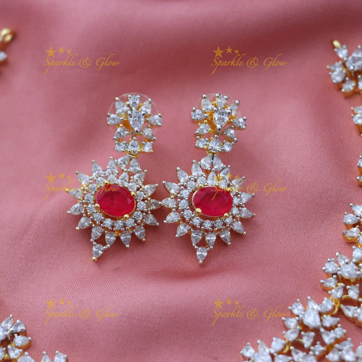 Dazzling AD & Ruby Necklace Set – Perfect Festive Wear