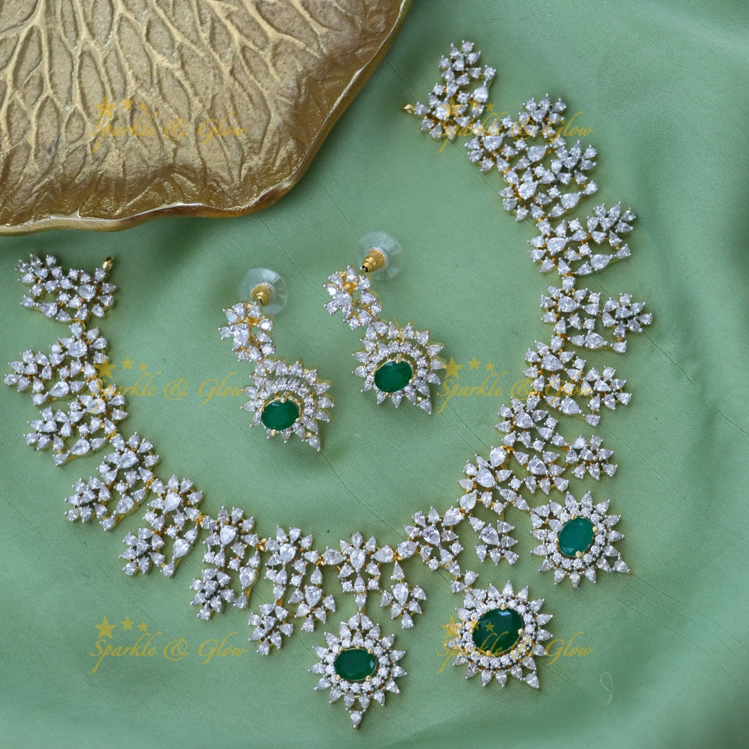 Dazzling AD & Ruby Necklace Set – Perfect Festive Wear