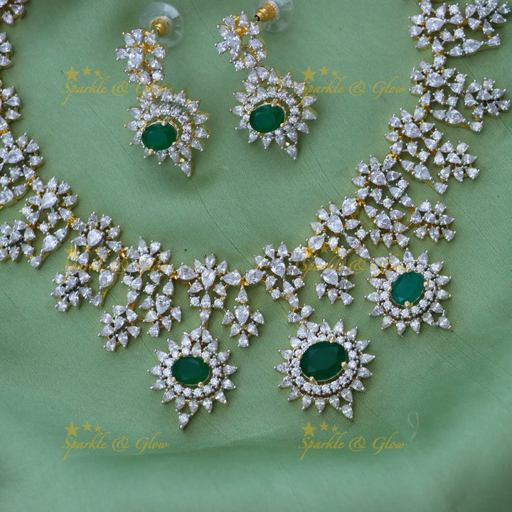 Dazzling AD & Ruby Necklace Set – Perfect Festive Wear