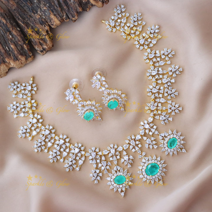 Dazzling AD & Ruby Necklace Set – Perfect Festive Wear