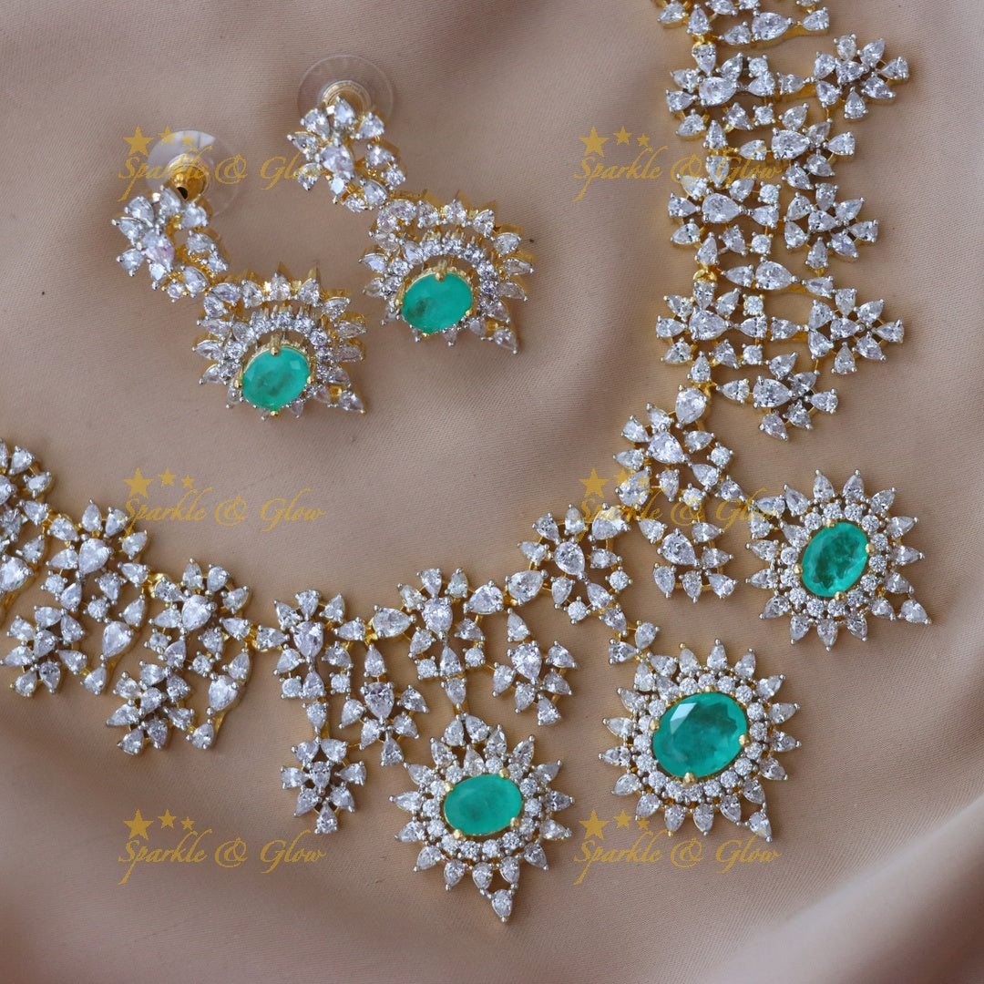 Dazzling AD & Ruby Necklace Set – Perfect Festive Wear