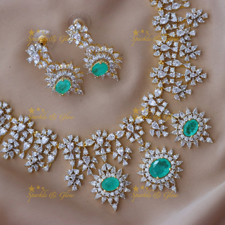 Dazzling AD & Ruby Necklace Set – Perfect Festive Wear