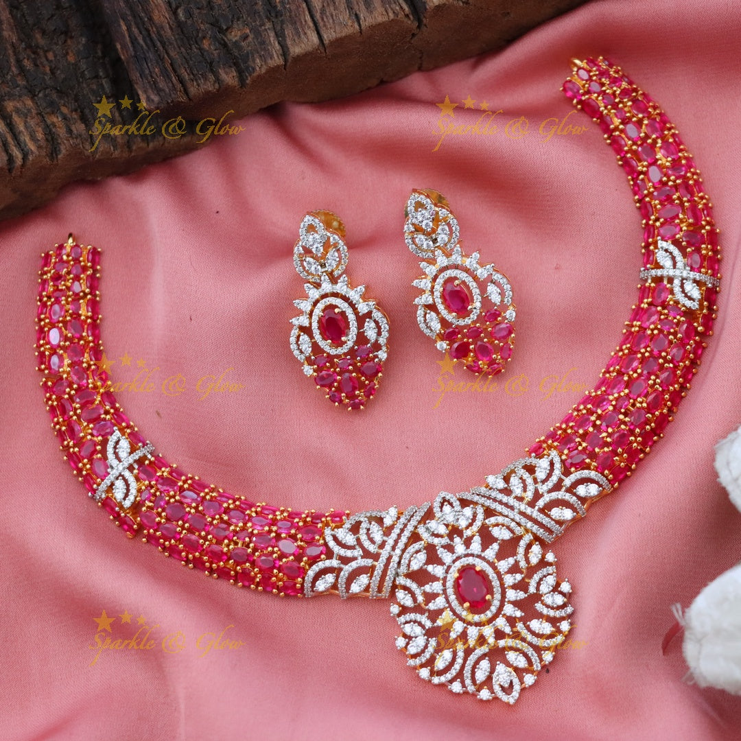 Exquisite American Diamond Festive Necklace Set