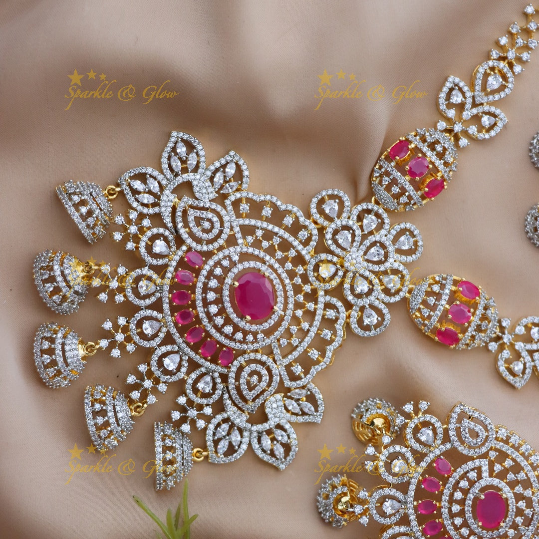 Stunning American Diamond Short Necklace for Weddings