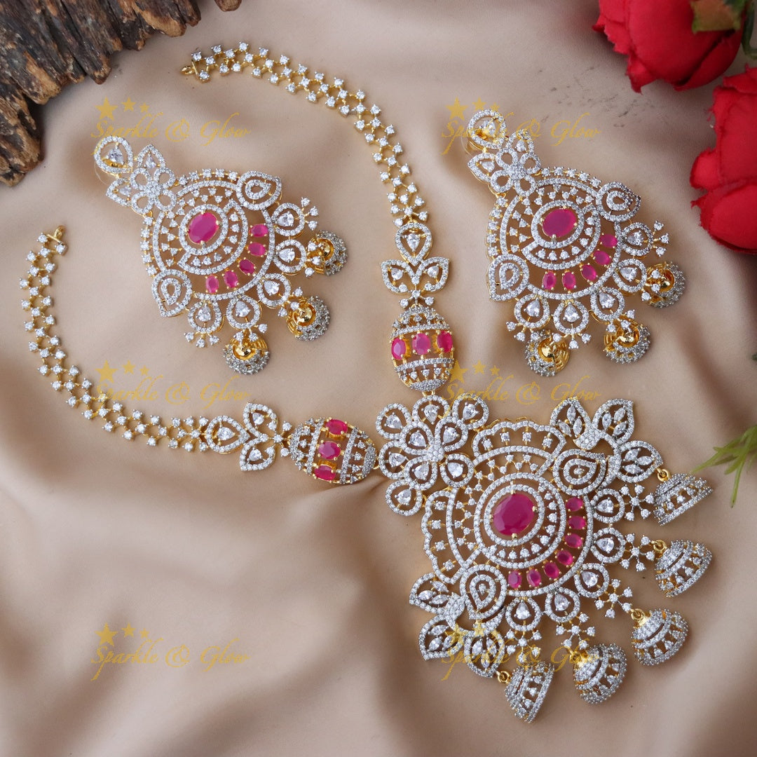 Stunning American Diamond Short Necklace for Weddings