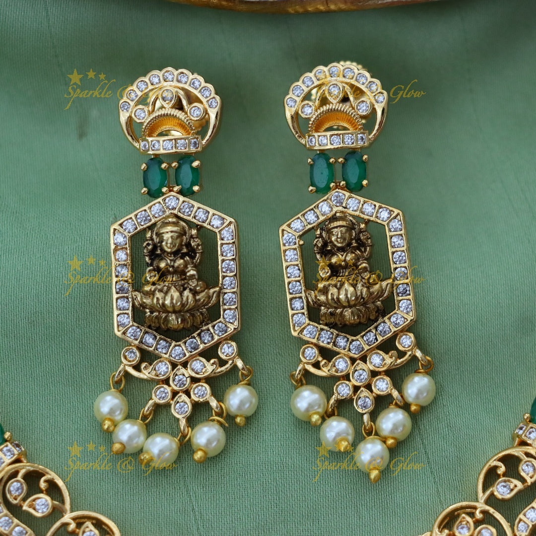 Exquisite Temple Necklace with American Diamonds