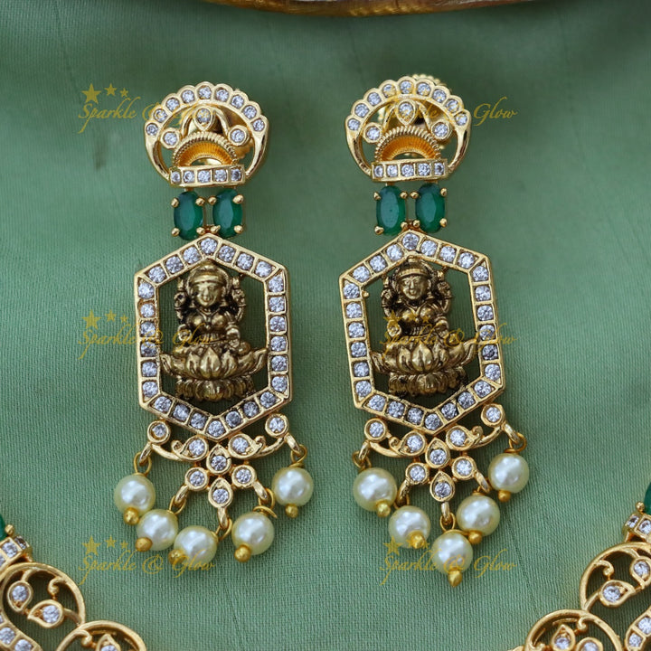 Exquisite Temple Necklace with American Diamonds