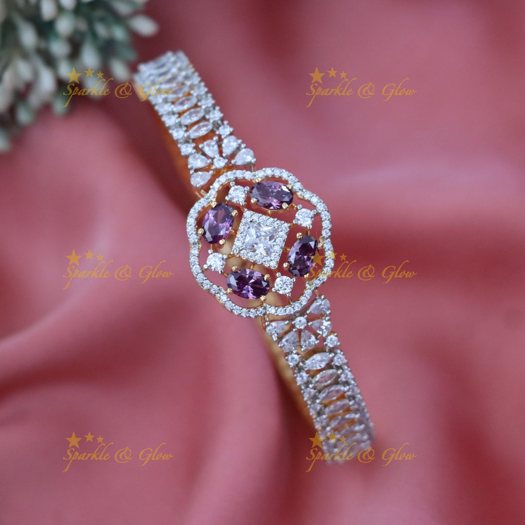 Exquisite Gold-Plated Bangle with Gemstones