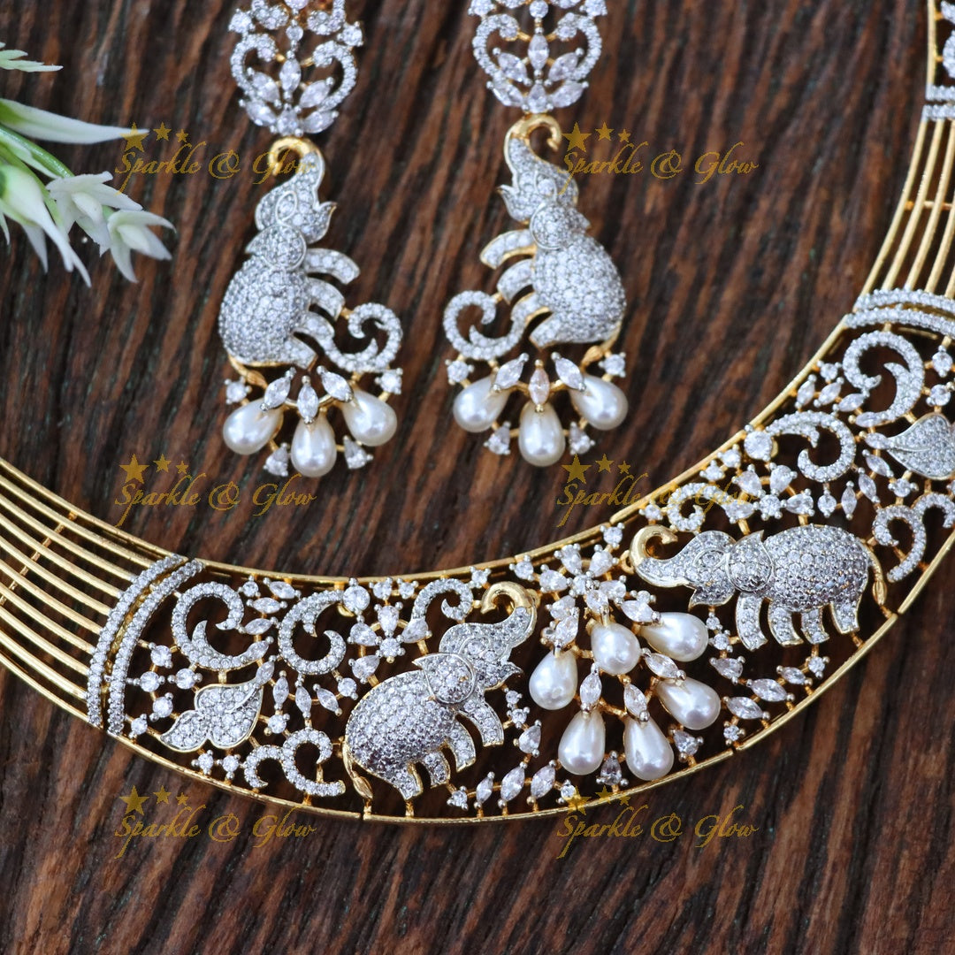 Exquisite American Diamond Necklace Set for Weddings