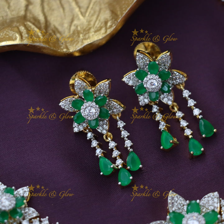 Elegant Green Petal Necklace Set for Festivities