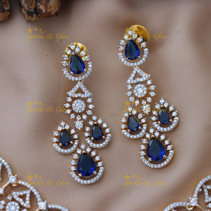 Exquisite American Diamond Necklace Set with Ruby