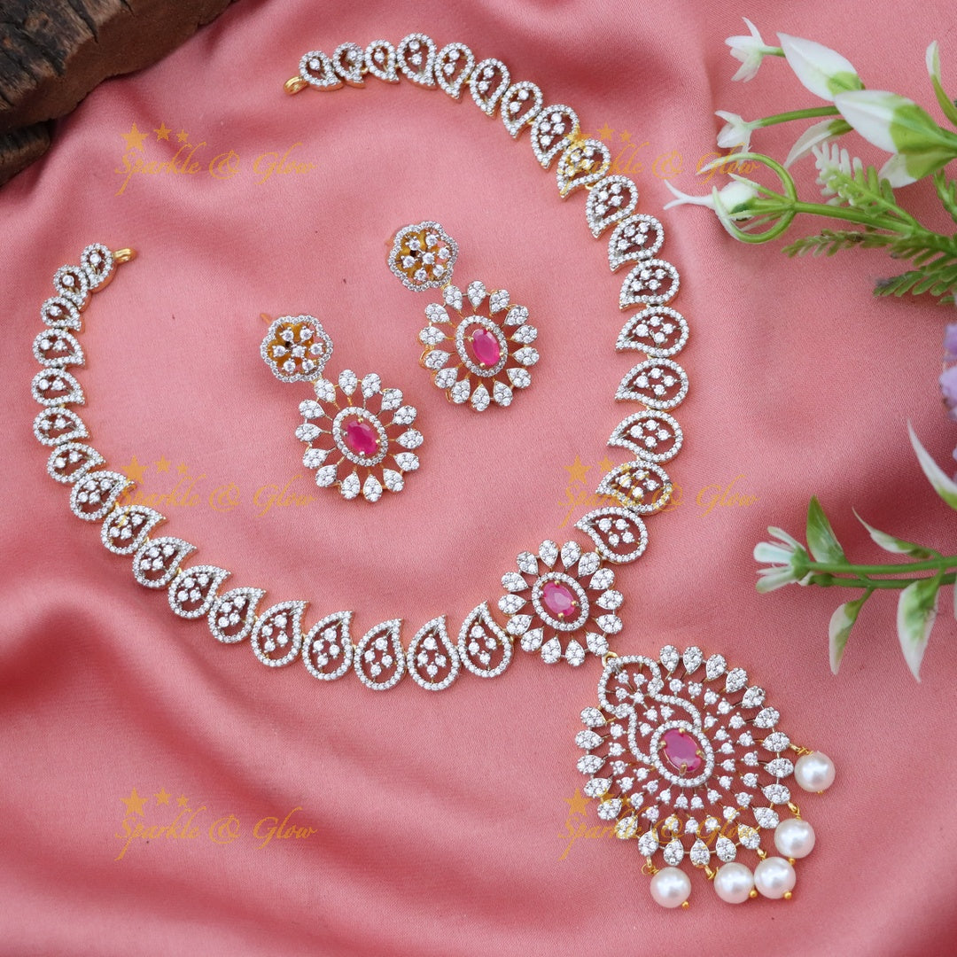 Radiant American Diamond Festive Jewelry Set