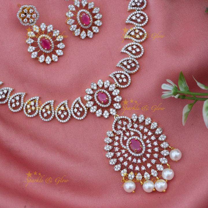 Radiant American Diamond Festive Jewelry Set