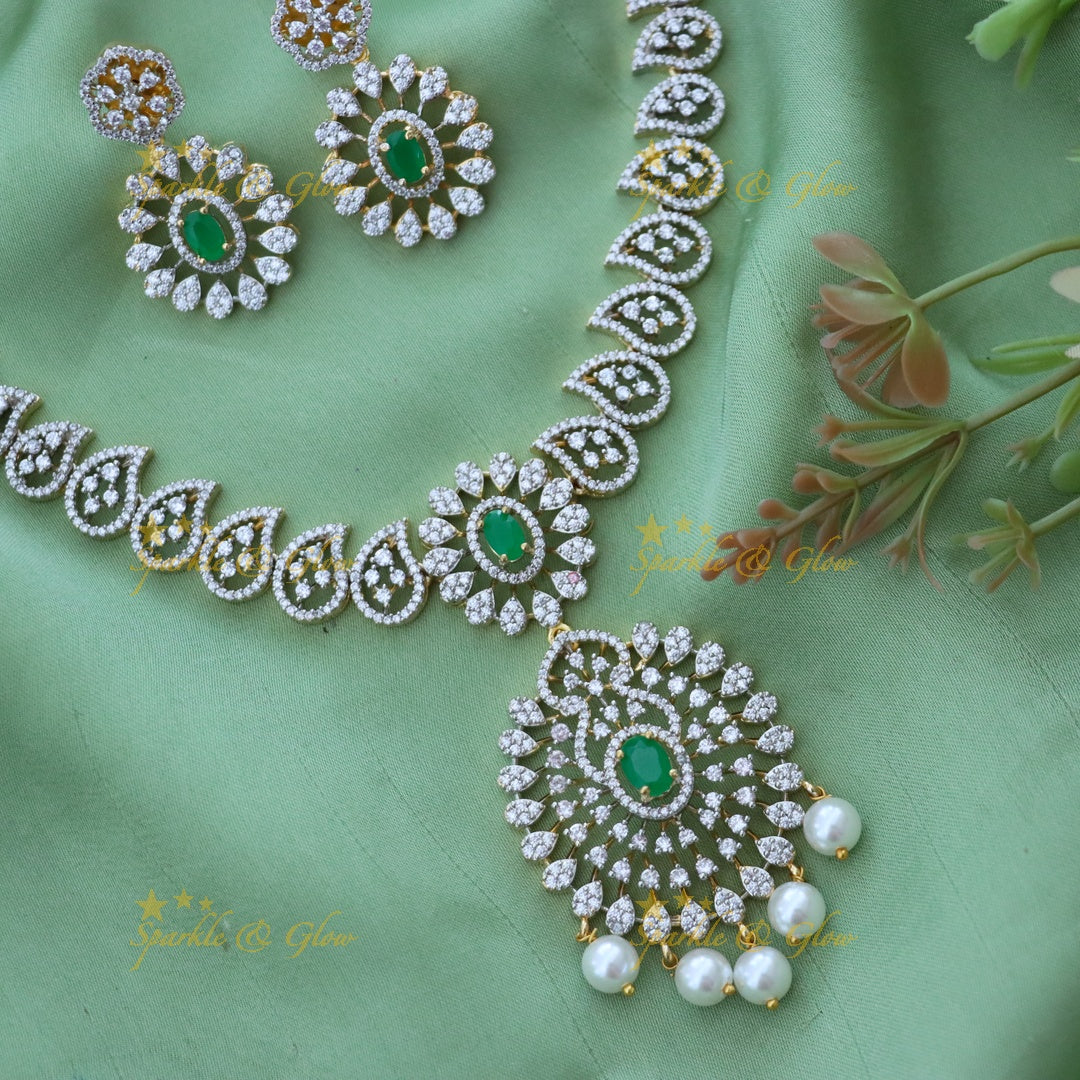 Radiant American Diamond Festive Jewelry Set