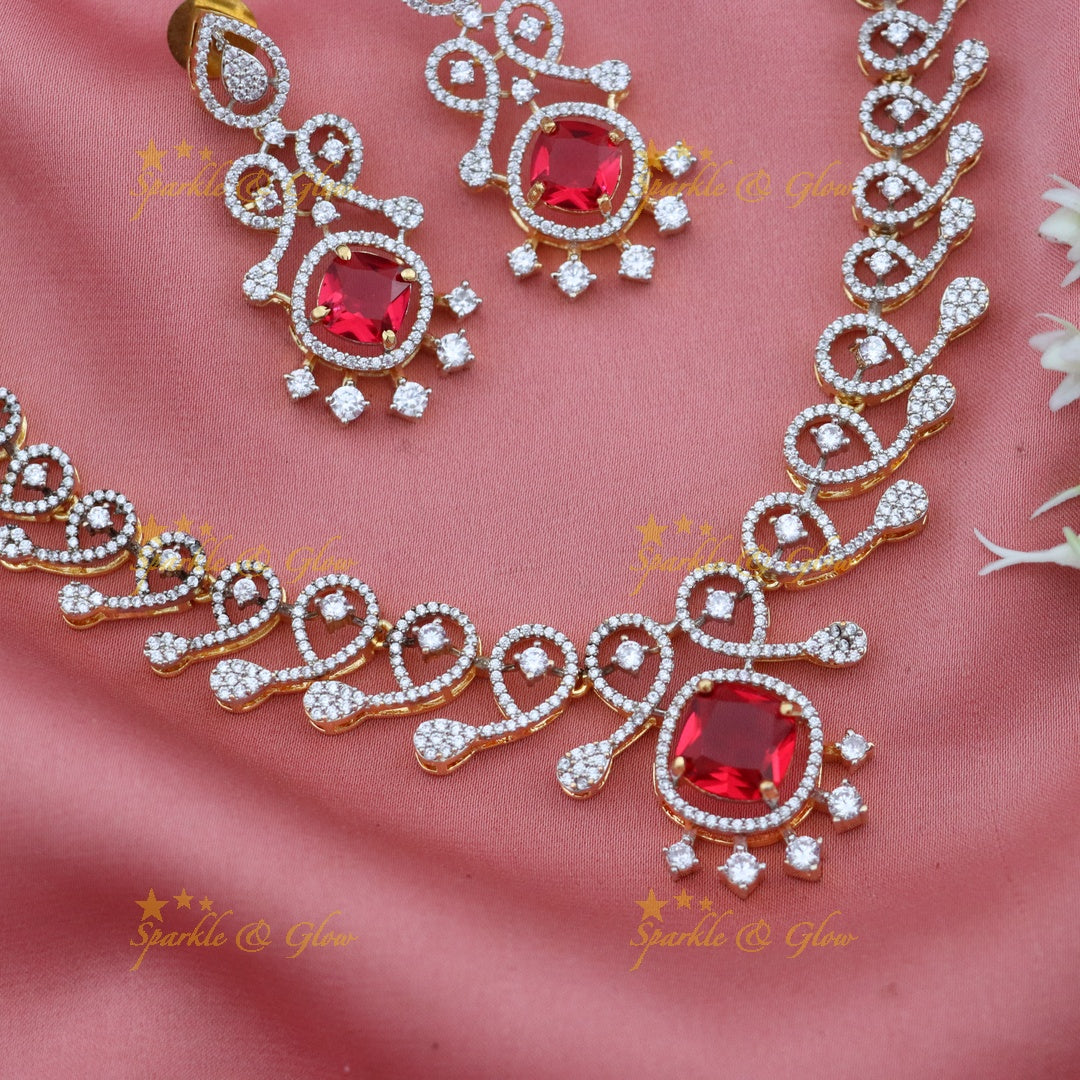 Radiant American Diamond Necklace Set for Weddings