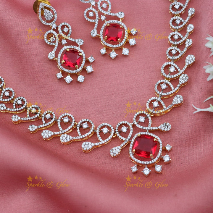 Radiant American Diamond Necklace Set for Weddings