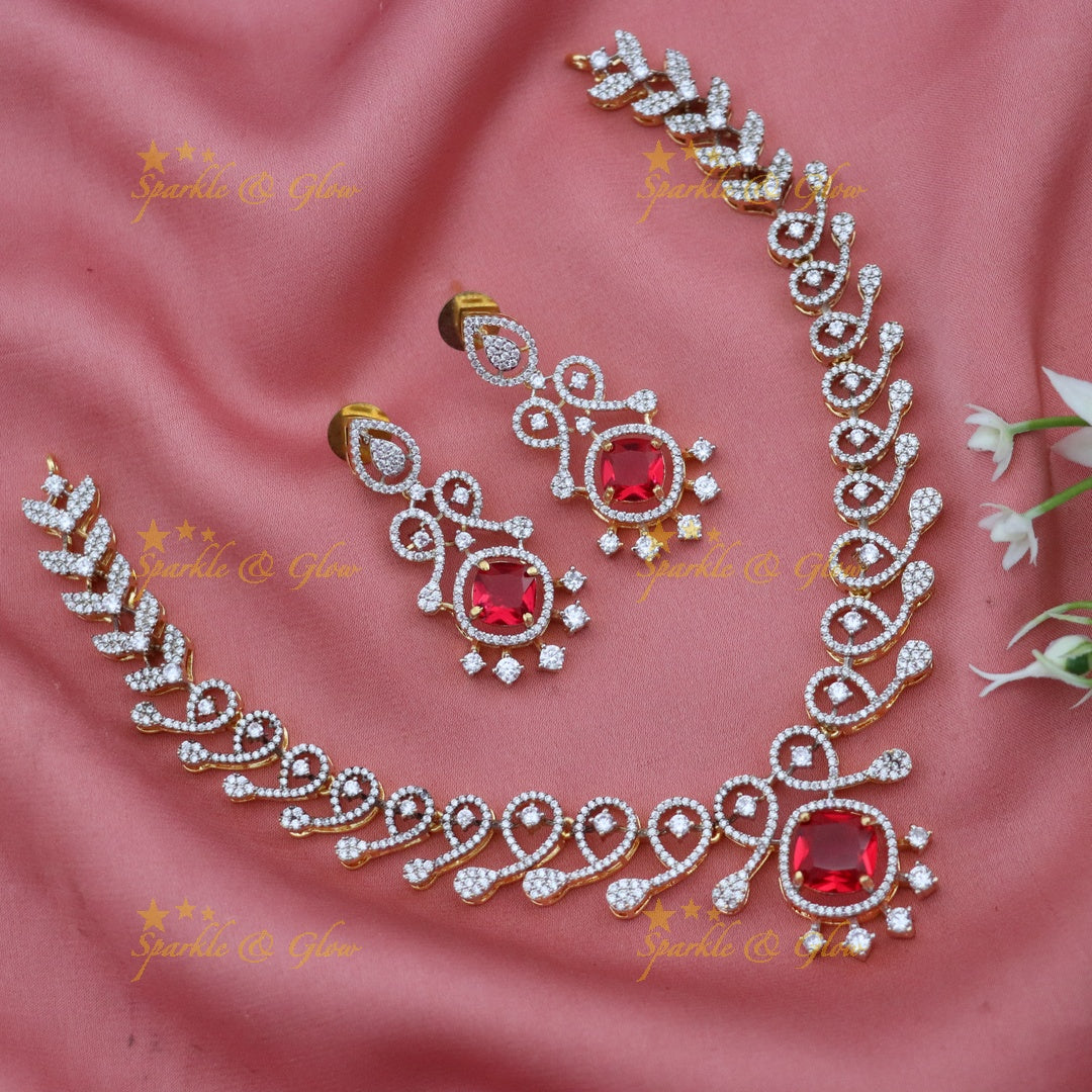 Radiant American Diamond Necklace Set for Weddings