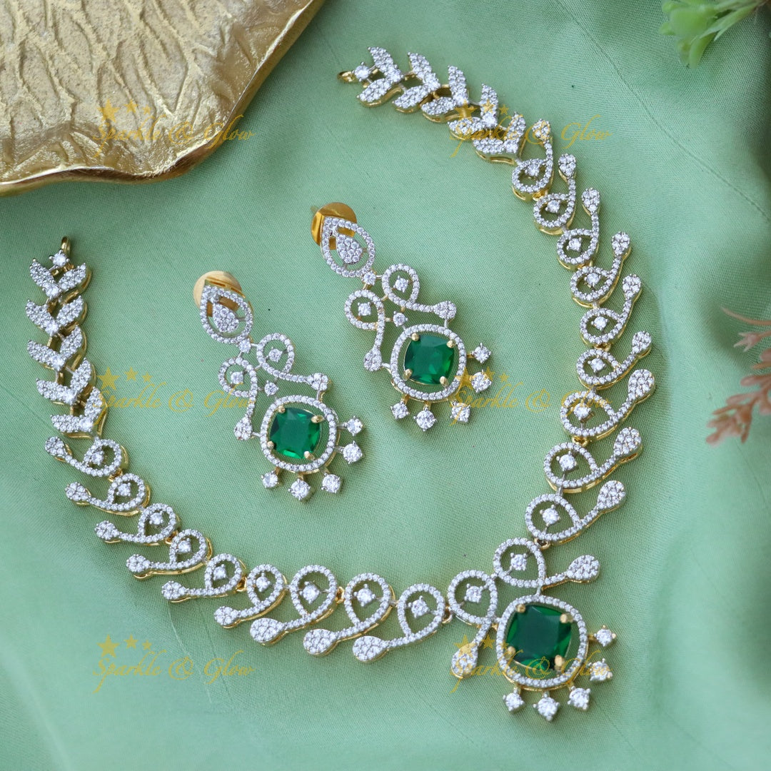 Radiant American Diamond Necklace Set for Weddings