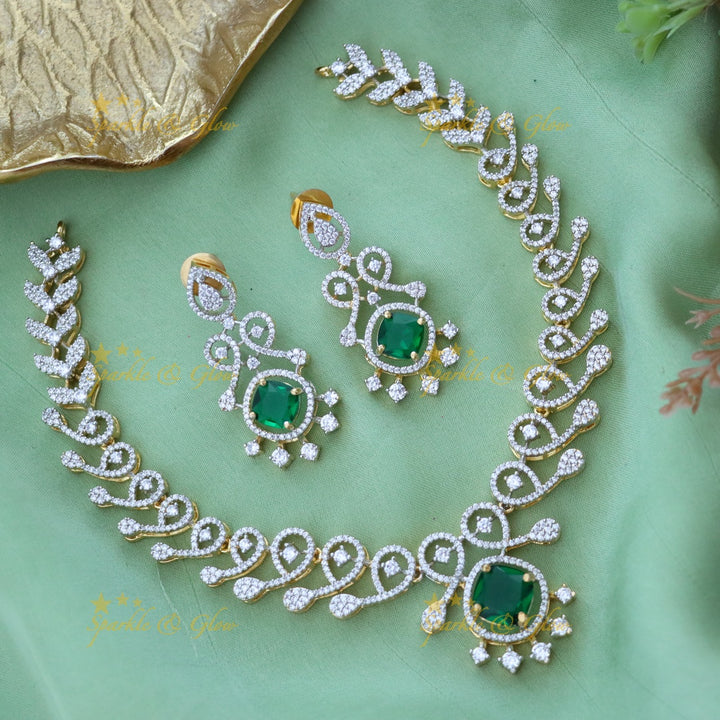 Radiant American Diamond Necklace Set for Weddings