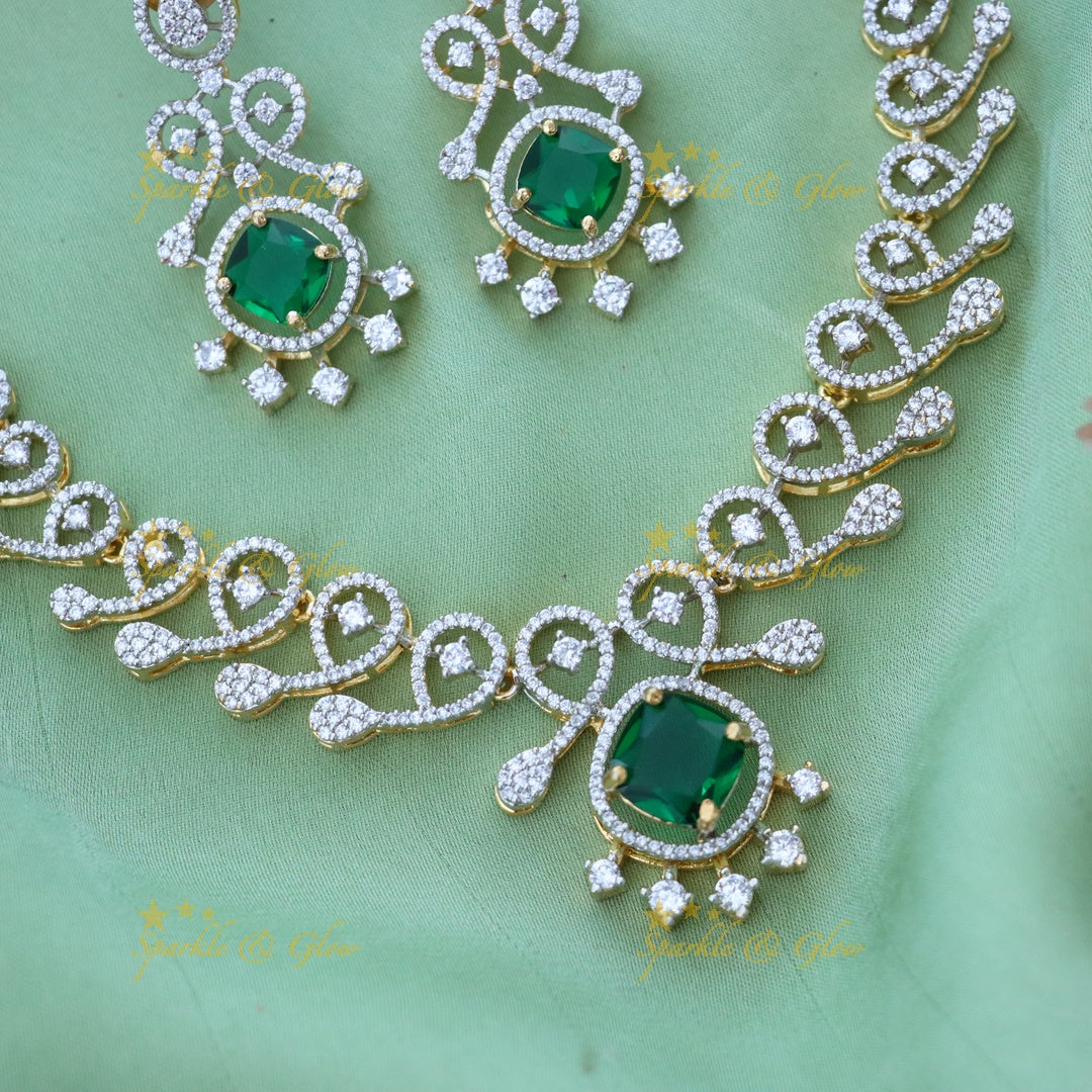 Radiant American Diamond Necklace Set for Weddings