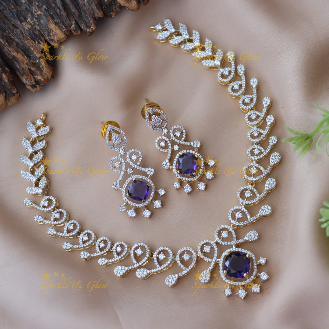 Radiant American Diamond Necklace Set for Weddings
