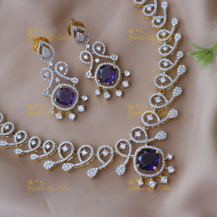 Radiant American Diamond Necklace Set for Weddings