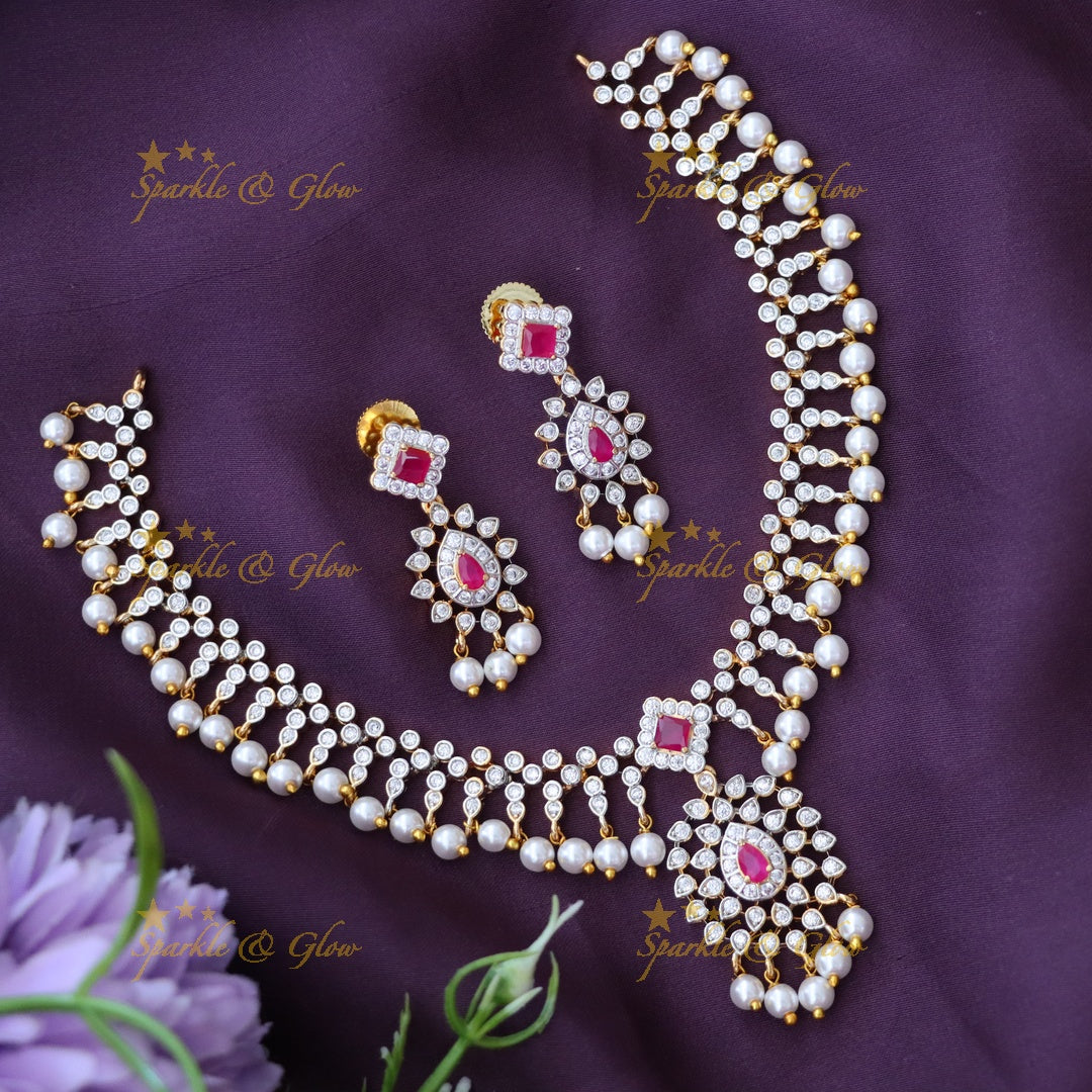 Exquisite American Diamond Wedding Necklace Set