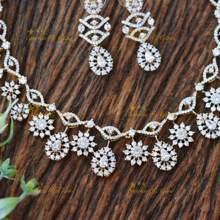 Radiant American Diamond Necklace for Weddings