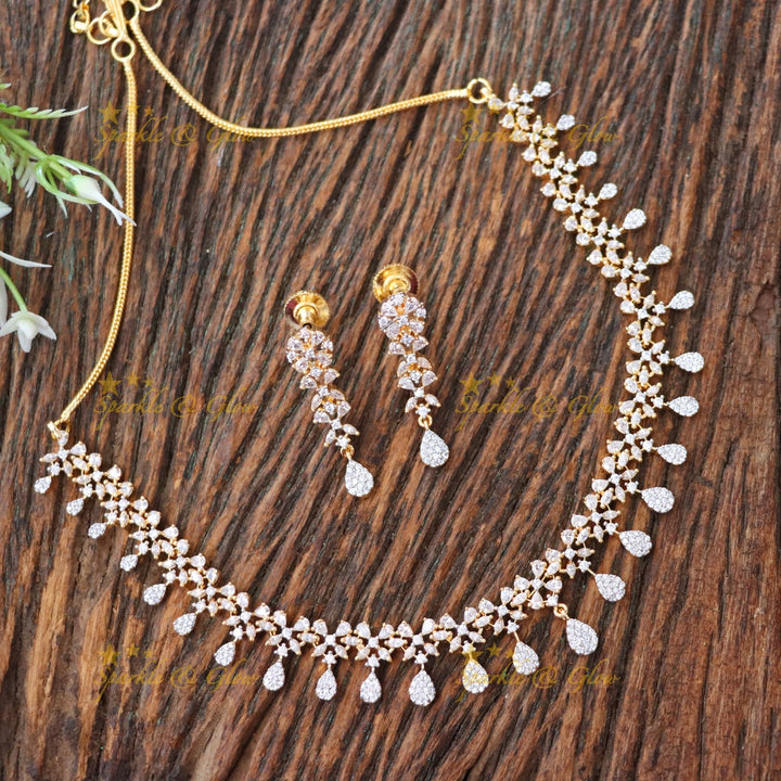 Dazzling American Diamond Necklace with Matching Earrings