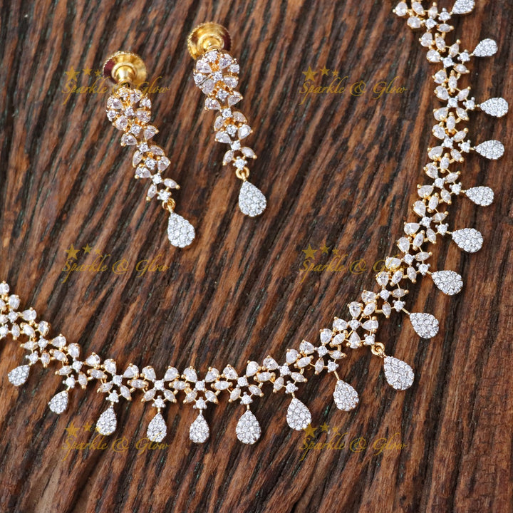 Dazzling American Diamond Necklace with Matching Earrings