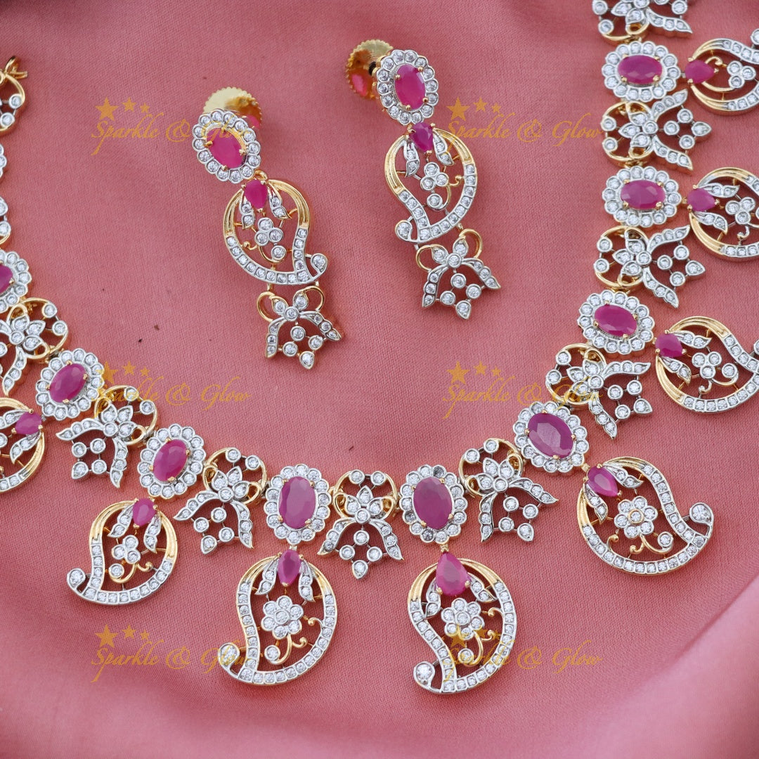 Exquisite American Diamond Mango Necklace for Brides