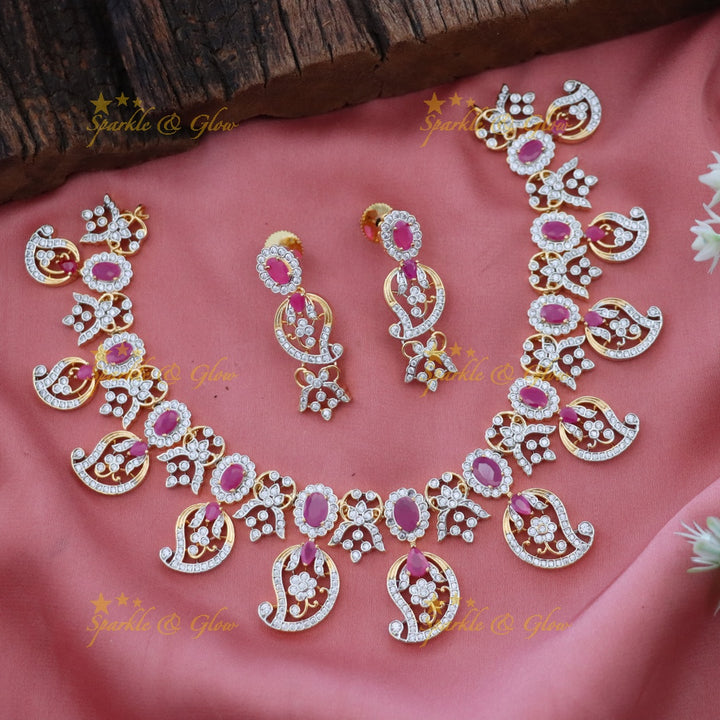 Exquisite American Diamond Mango Necklace for Brides