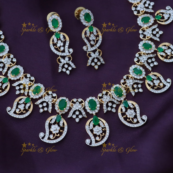 Exquisite American Diamond Mango Necklace for Brides