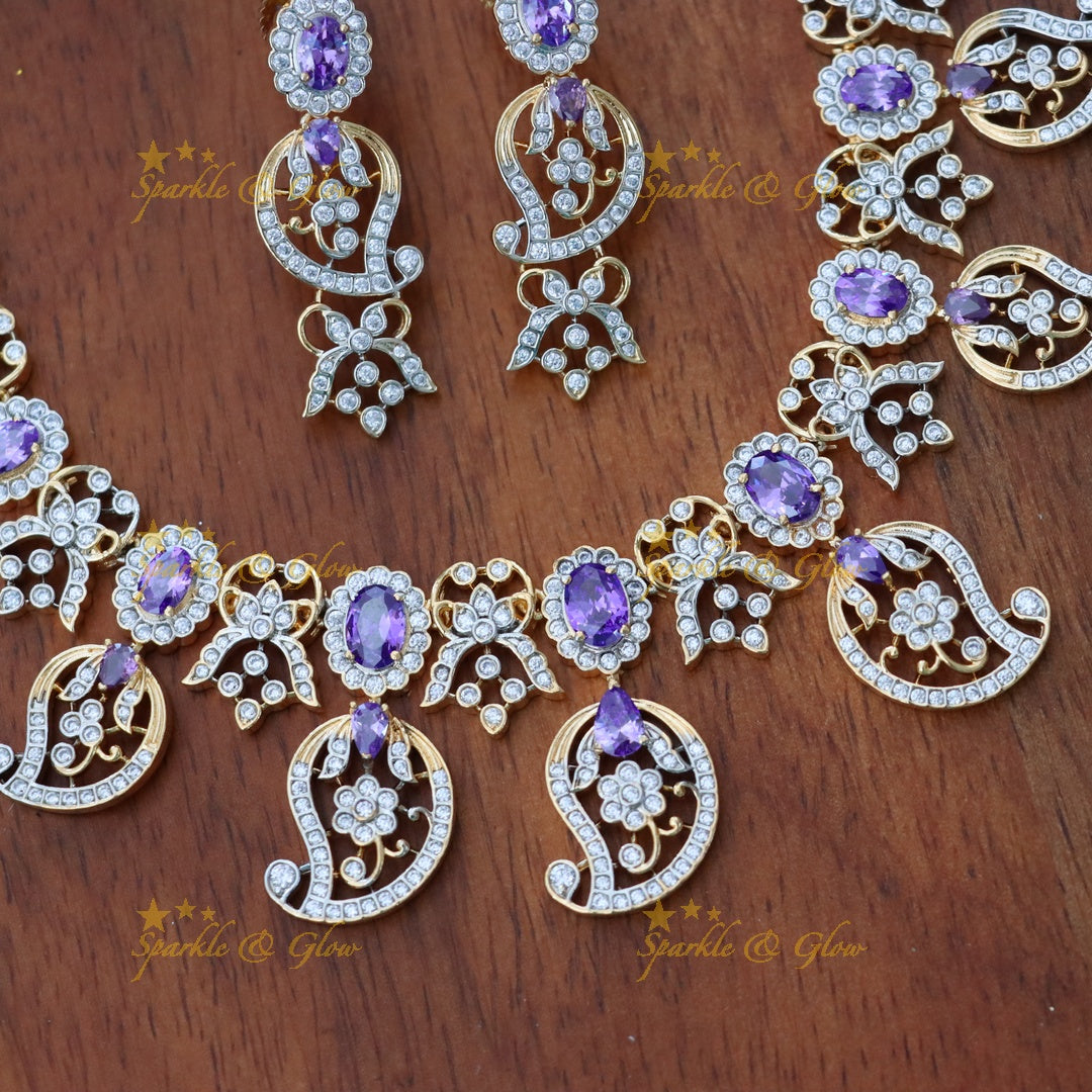 Exquisite American Diamond Mango Necklace for Brides