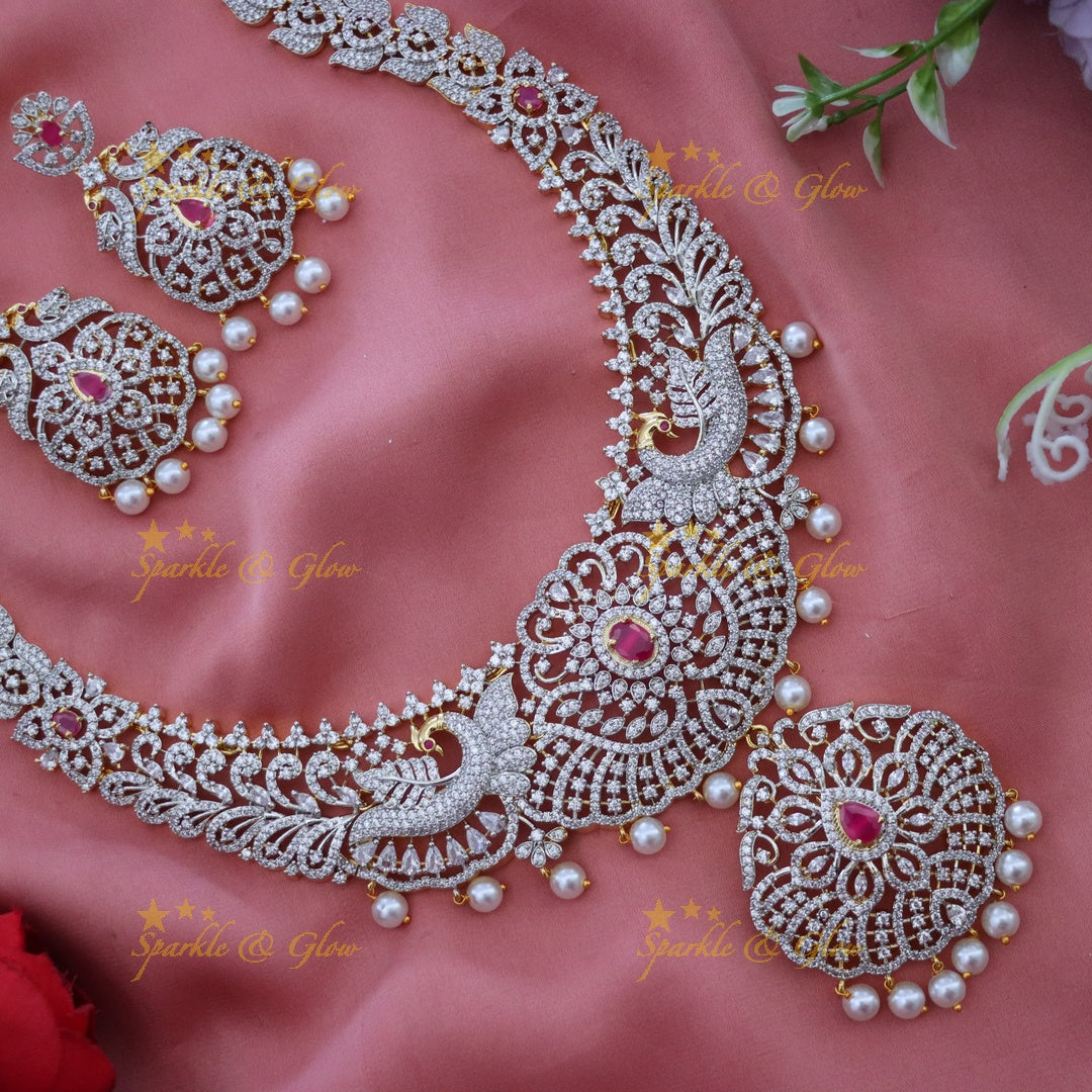 Sparkle & Glow American Diamond Necklace Set for Weddings