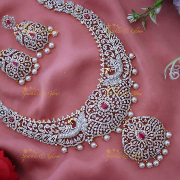 Sparkle & Glow American Diamond Necklace Set for Weddings