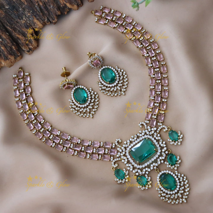Victorian Elegance: American Diamond Necklace Set