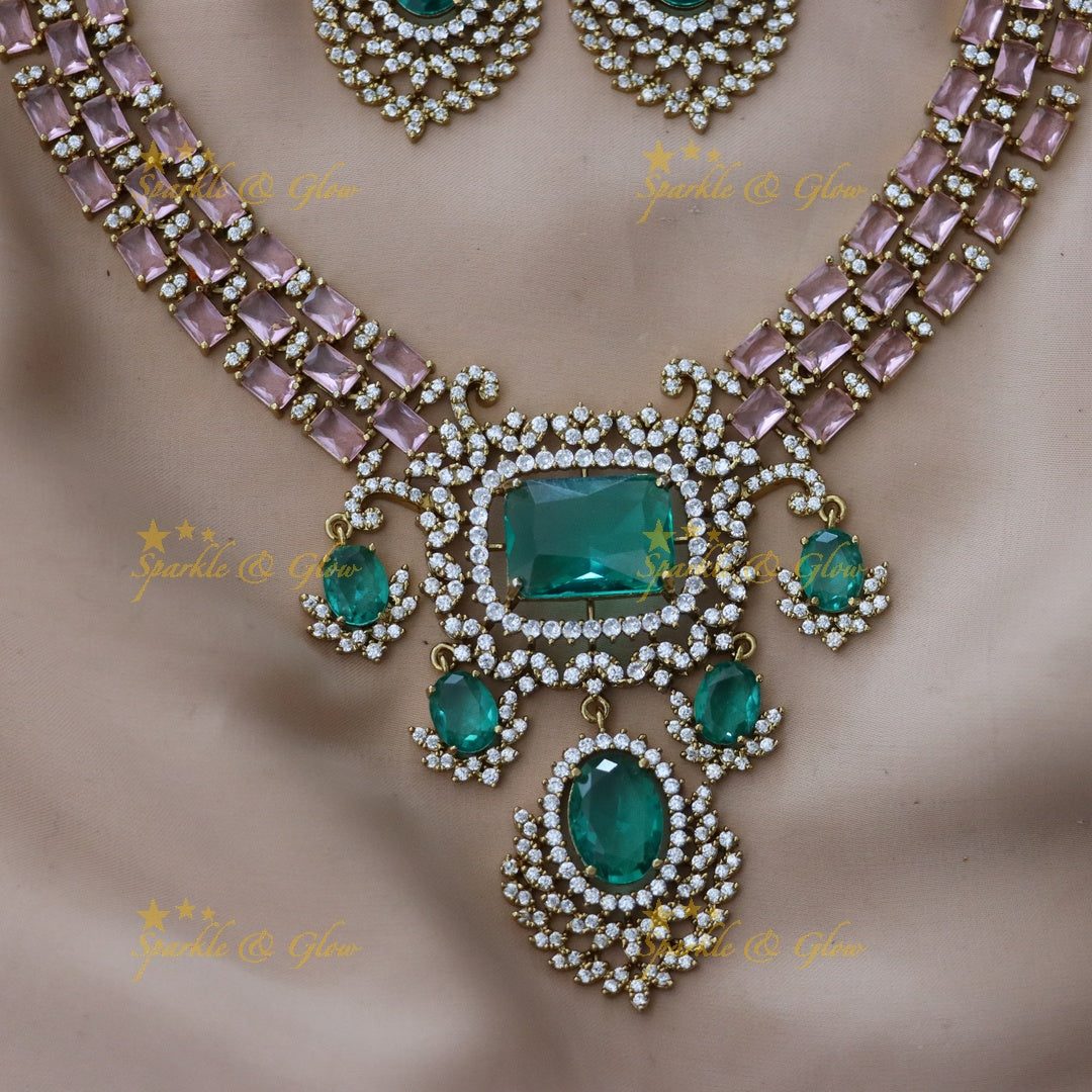 Victorian Elegance: American Diamond Necklace Set