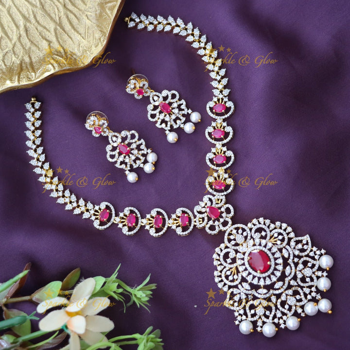 Exquisite American Diamond Short Necklace for Bridal