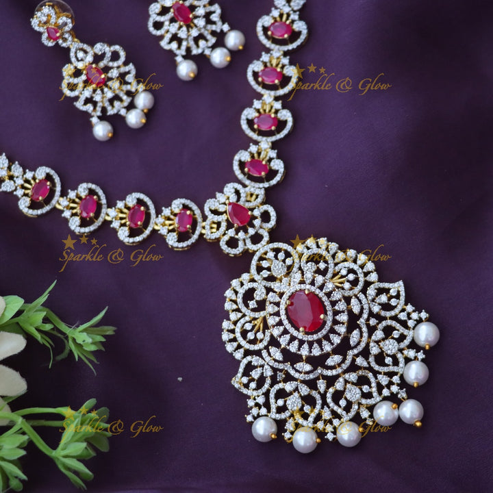 Exquisite American Diamond Short Necklace for Bridal