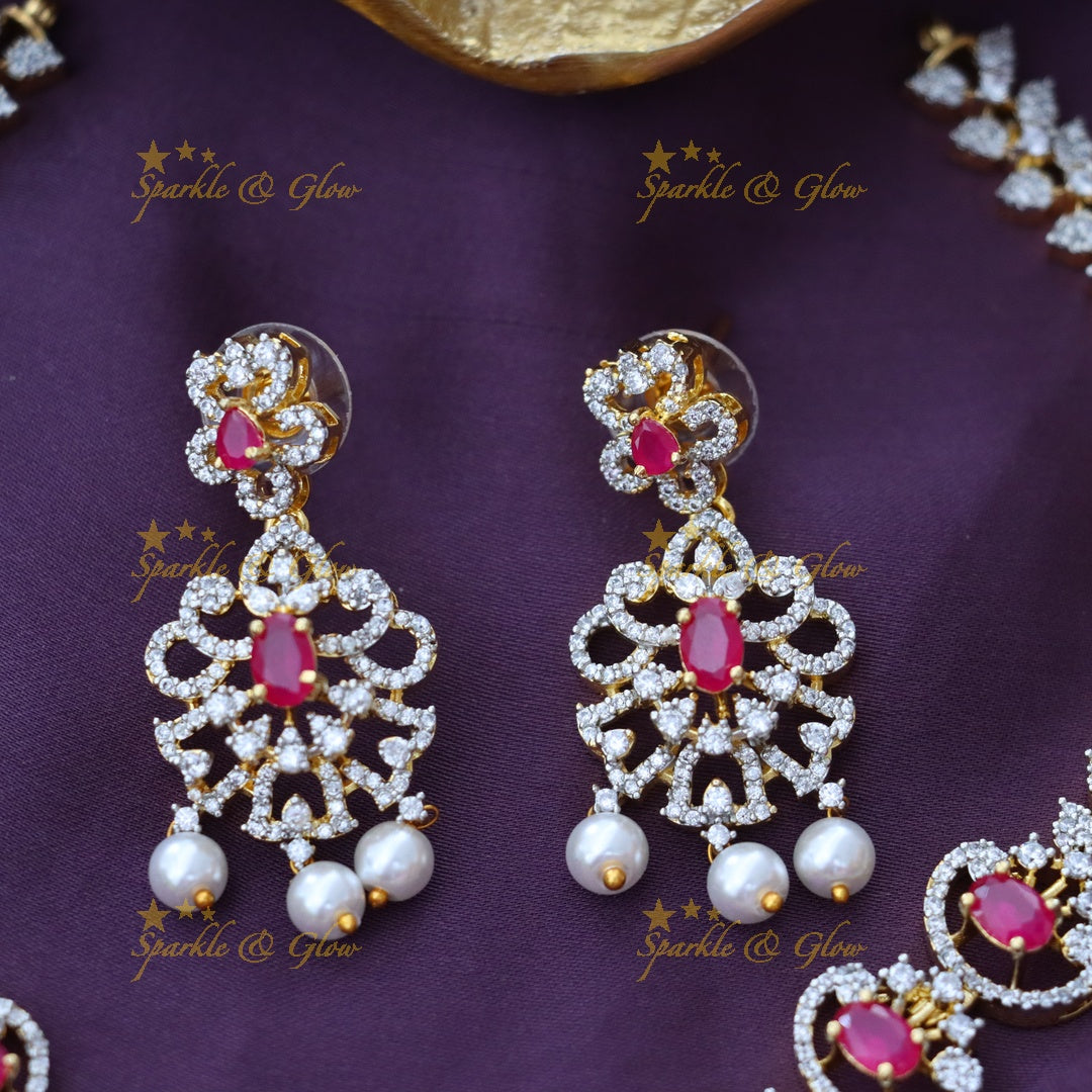 Exquisite American Diamond Short Necklace for Bridal