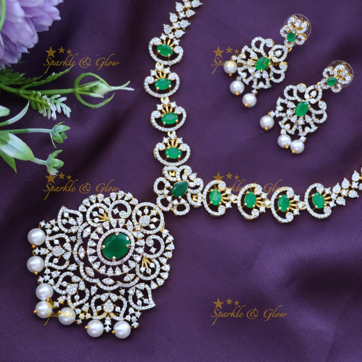 Exquisite American Diamond Short Necklace for Bridal