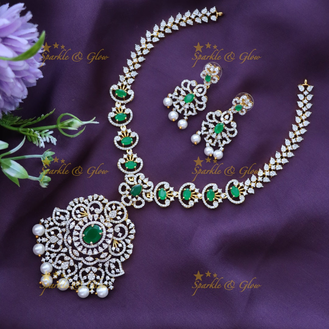 Exquisite American Diamond Short Necklace for Bridal