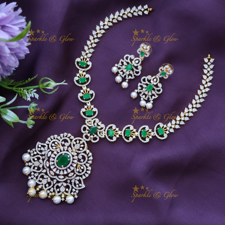 Exquisite American Diamond Short Necklace for Bridal