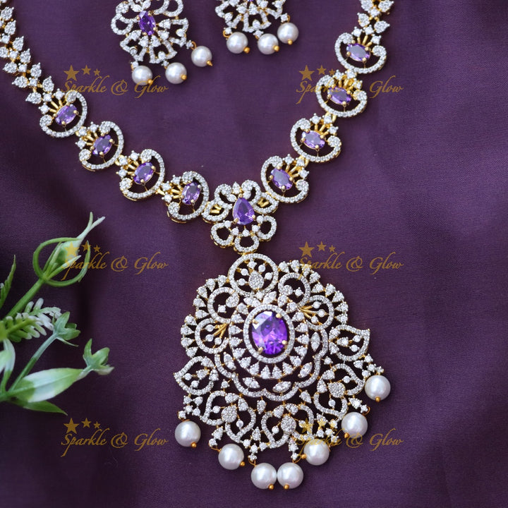 Exquisite American Diamond Short Necklace for Bridal