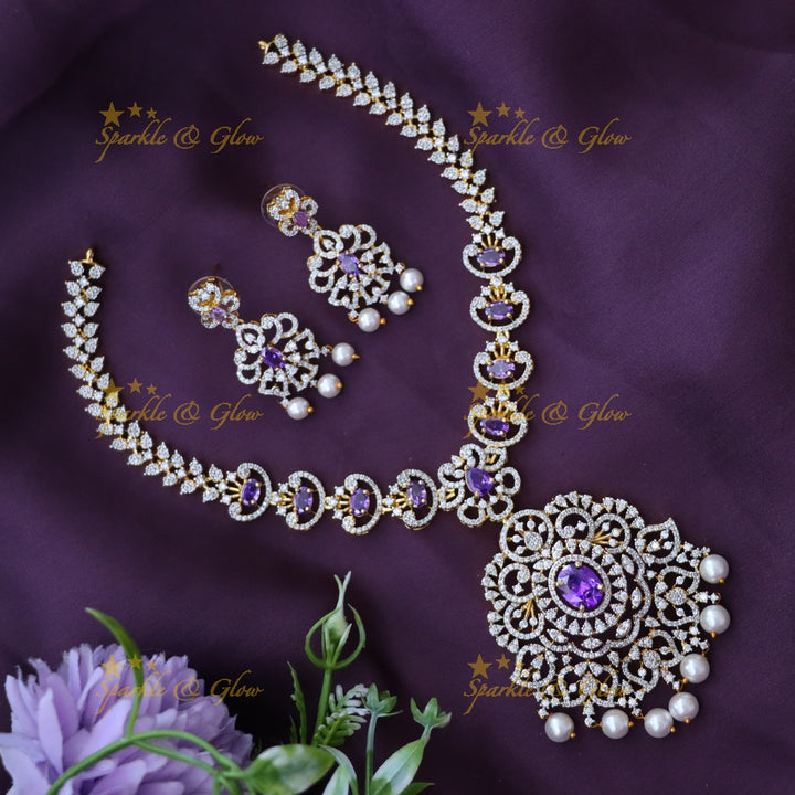 Exquisite American Diamond Short Necklace for Bridal